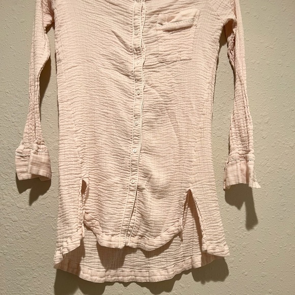 Skin Light Pink Gauze Button-down Cover-up Shirt Dress 1 Small - Picture 4 of 6